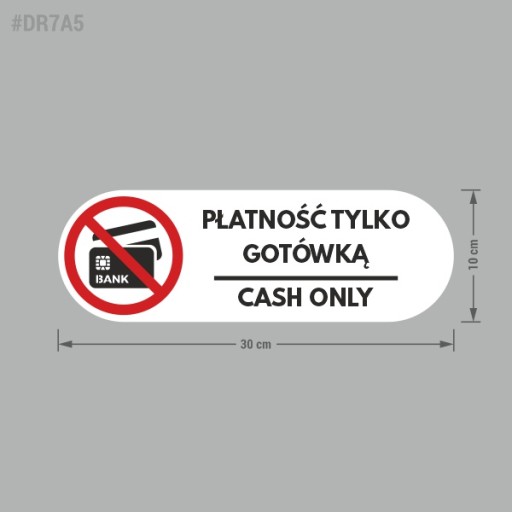 Platba iba v hotovosti, iba v hotovosti - nálepka 10x30