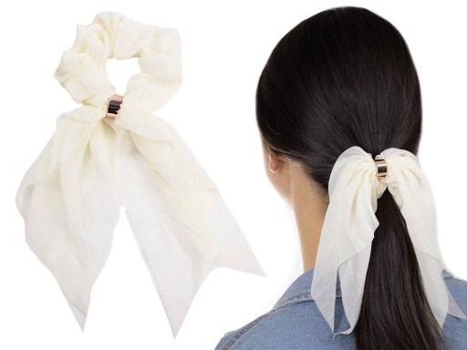 HAIR RUB, šatka s mašľou, scrunchies ECRU