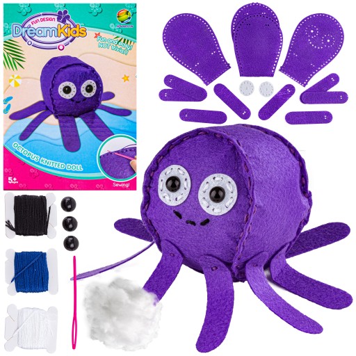 MASKOT Set Vycpaný vankúšik MORSKÉ ZVIERATÁ CHOBOTNICE DIY