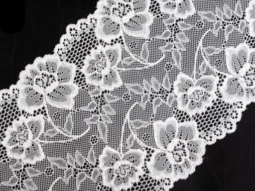 ŠTÝLOVÁ OZDOBNÁ ČIPKA 18,5 CM ELASTICKÁ BIELA