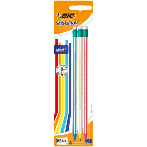 EVOLUTION PENCIL 3ks HB ERASER BIC SET