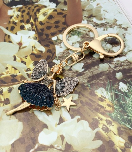 KĽÚČENKA Fairy Ballerina Black Gold Zirkóny