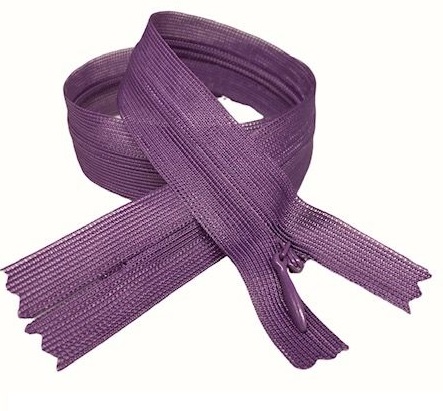 Pevný skrytý zips, fialová, 22 cm