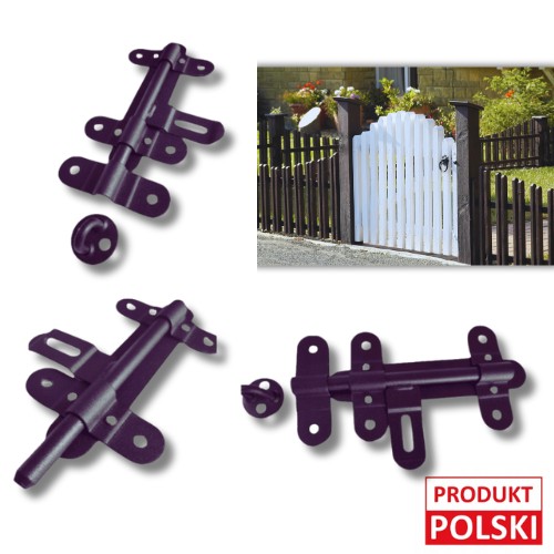 Čierna západka brány 150 mm s visiacim zámkom a uzamykacou západkou