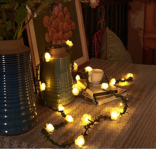 BOXWOOD LED girlanda a buxusové ruže COMMUNION, Svadobné 20 LED