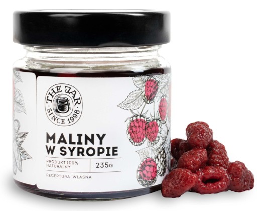 Maliny v sirupe, celé ovocie 235g THE CANE JAR