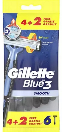 Jednorazový holiaci strojček inne8 Blue 3 Smooth 6 ks.