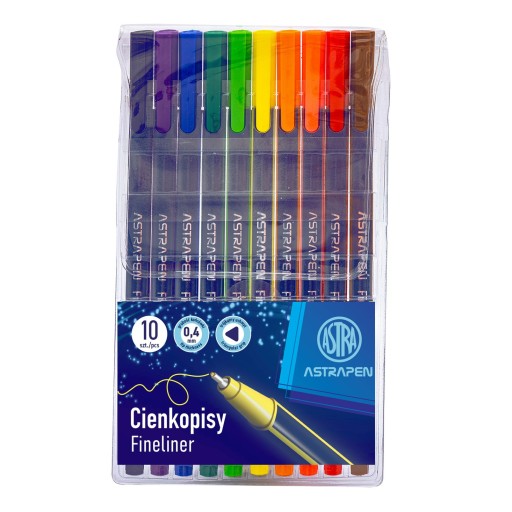 Farebné jemné linky SET Astra 10 farieb, trojuholníkové, 0,4 mm
