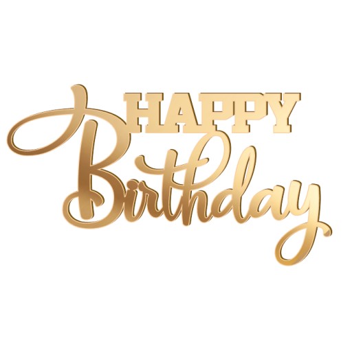 HAPPY Birthday Dekor na stranu torty Plexisklo zlaté zrkadlo