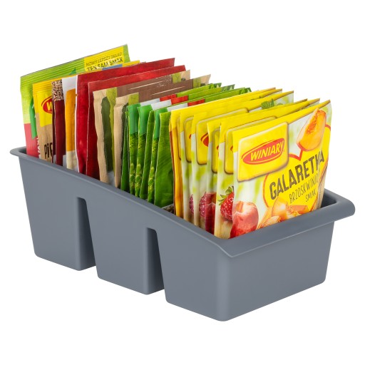 KUCHYŇSKÝ ORGANIZÁTOR NÁDOBA NA KORENIE PRIESTORY NA BYLINKY 25x15CM C SIVÁ