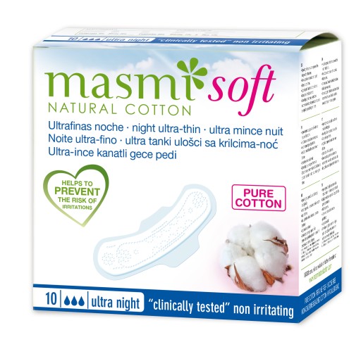 Masmi Certified 100% BIO, ECO SOFT hygienické vložky na noc 10 ks