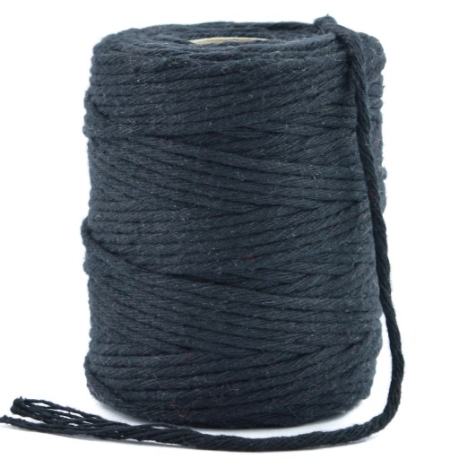 Bavlnená šnúrka na makramé, 3mm, 100m, čierna