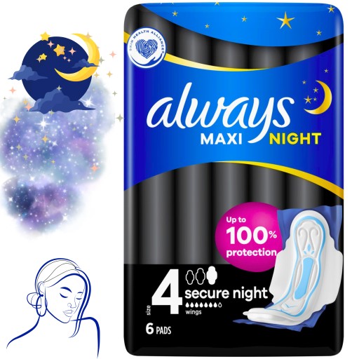 ALWAYS Classic MAXI NIGHT hygienické vložky s krídelkami veľkosť 4 SECURE NIGHT 6 ks