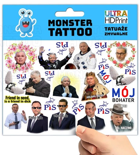 UMÝVAJÚCE DOČASNÉ TETOVANIE KACZYŃSKI PIS MY HERO DUDA ORIGINÁLNE VZORKY