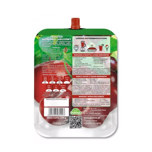 Višňové pyré s jablkom 100% 250 g Purena