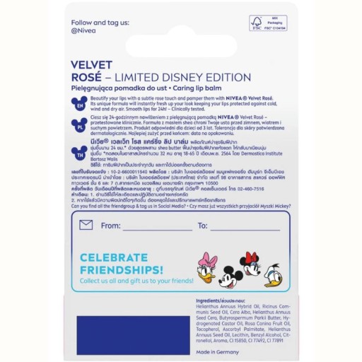 NIVEA STAROSTLIVOSŤ O LIP MICKEY VELVET ROSE