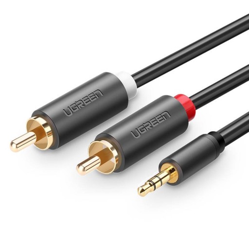 UZELENÝ ZLATENÝ KÁBEL AUDIO AUX KÁBEL MINI KONEKTOR 3,5MM NA 2X RCA CINCH 2M