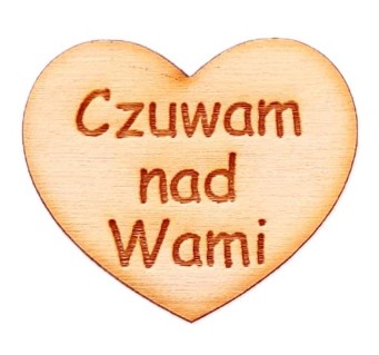 SRDCE s gravírovaním DÁM NA VÁS RÁD 3cm pre anjelské srdiečka, preglejka, 5 kusov