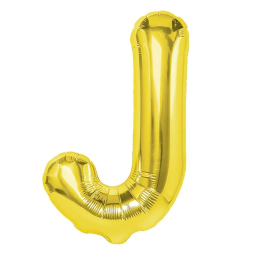 Fóliový balón v tvare J, zlatý, 40 cm