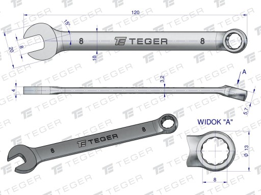 Kombinovaný kľúč TEGER 8 mm
