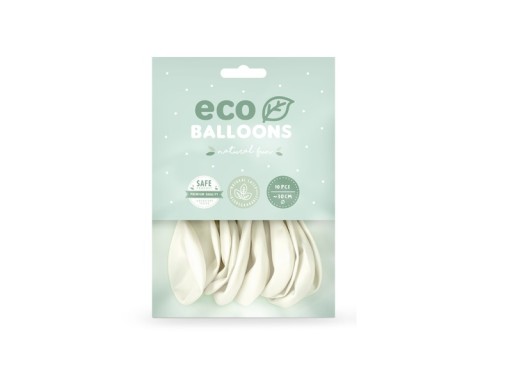 EKO balóny, biela metalíza, 26 cm, 10 ks, ekologické, biologicky odbúrateľné