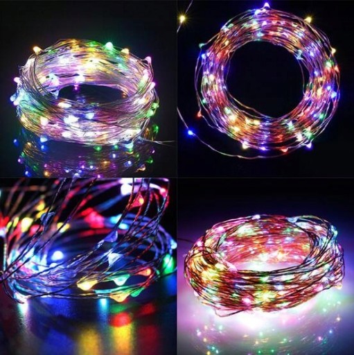 50 LED DEKORATÍVNYCH DRÔTOVÝCH LAMPIEL, PREVÁDZKA NA VIAC FAREBNÚ BATÉRIU