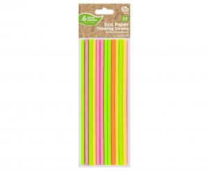 Slamky Papierové tuby Fluor mix, 6x197mm / 24ks Praktické riešenie