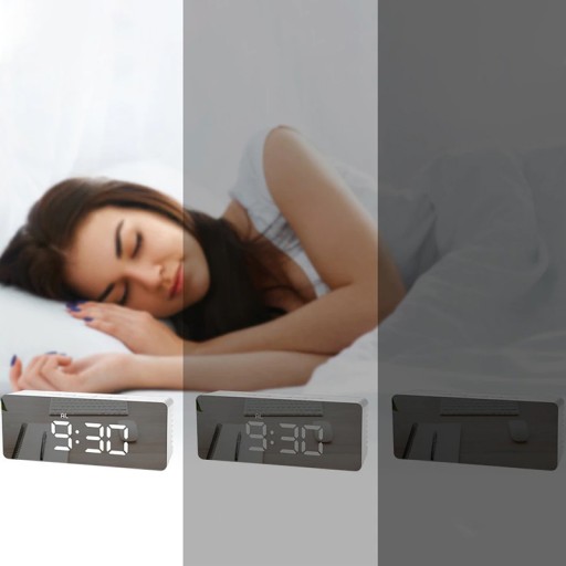 BUDÍK ELEKTRONICKÉ HODINY TEPLOMER ZRKADLO LED