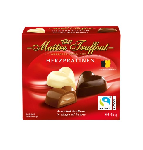 MaitreTruffout Herzpralinen Belgické pralinky