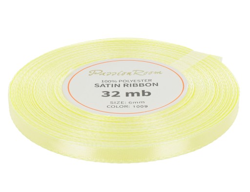 Ozdobná saténová stuha na ozdobu, 6mm 32mb, slamka