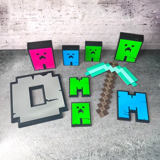 KAJAWIS písmená L dekorácie 3D písmená na stenu v štýle nálepiek MINECRAFT 1ks