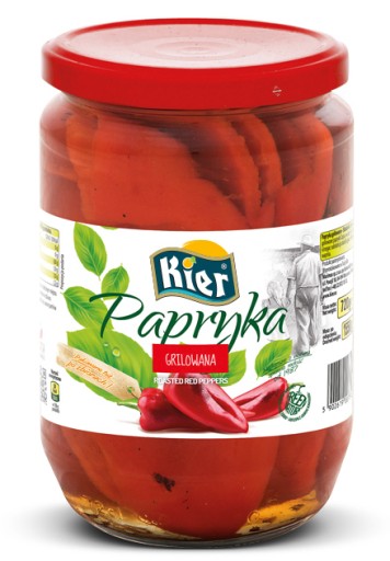 Konzervované grilované papriky v pohári, štvrťky na šalát 690g KIER