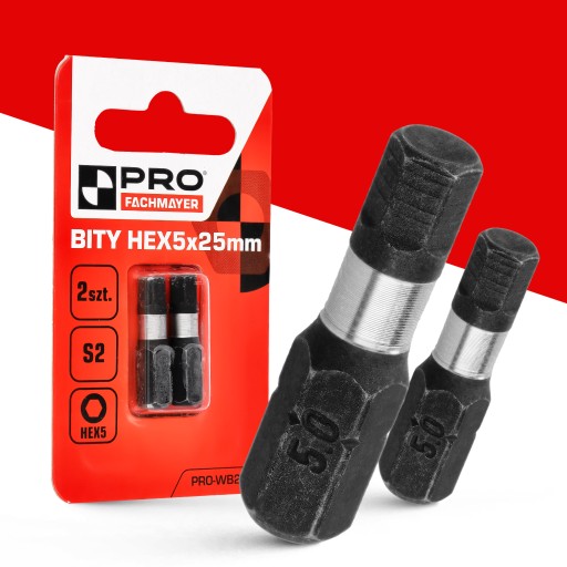 Nárazový bit HEX5 Nárazové bity 25mm | Nárazový bit pre skrutkovač 2 ks.