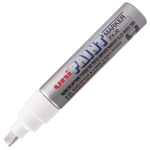 UNI PX-30 strieborný skosený olejový popisovač