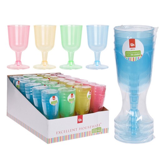 Plastové poháre na víno, 4 ks, 160 ml, zelené