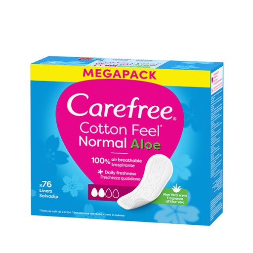 CAREFREE Cotton Feel Normal Aloe hygienické vložky 76 kusov