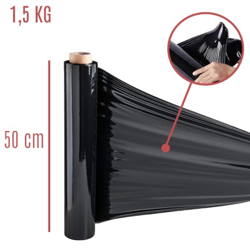 STRETCH fólia 1,3kg NET čierna 1,5kg Quiet Strong