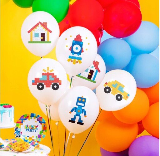 papierové taniere, narodeninové bloky, 6 LEGO dielikov