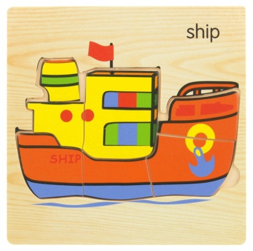 Drevené vzdelávacie puzzle zvieratká Vozidlá