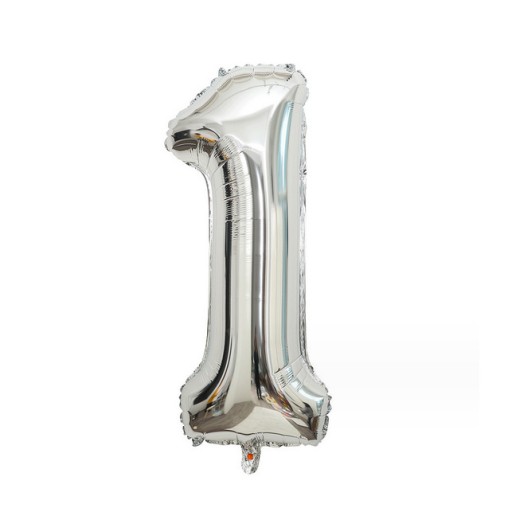FÓLIOVÝ BALÓN ČÍSLO 1, STRIEBORNÝ, VEĽKÝ, XXL, 100cm