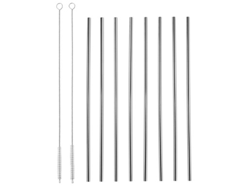 Nemecké ZNOVU POUŽITEĽNÉ SLAMKY, OCELOVÉ 8 ks