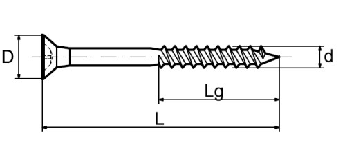 Skrutka do dreva kalená s čiastočným závitom WH3,5x50, žlto pozinkovaná - 1kg