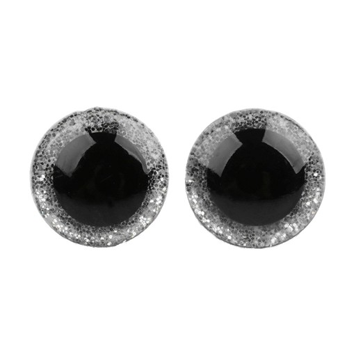 GLITTER SILVER MASCOT EYES 12 mm