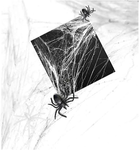 UMELÝ VEĽKÝ SVETOVÝ OZDOBENIE BIELY 60G + 4 PAVÚKY NA HALLOWEEN