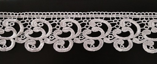 Guipure Lace Ozdobná stuha, biela, na závesy, 8 cm