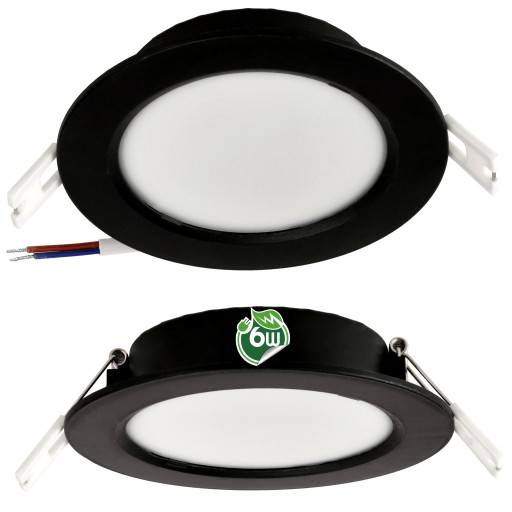 LED stropné svietidlo, zápustné, zápustné, 6W, 660lm, 4000K, čierne