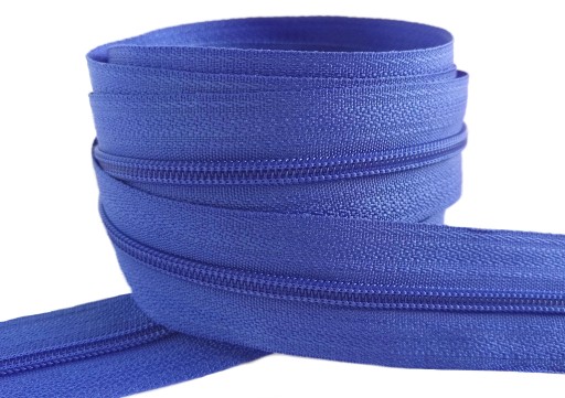 Špirálový zips 3 mm modrý chrpa modrý zips 1 meter + 2 zipsy