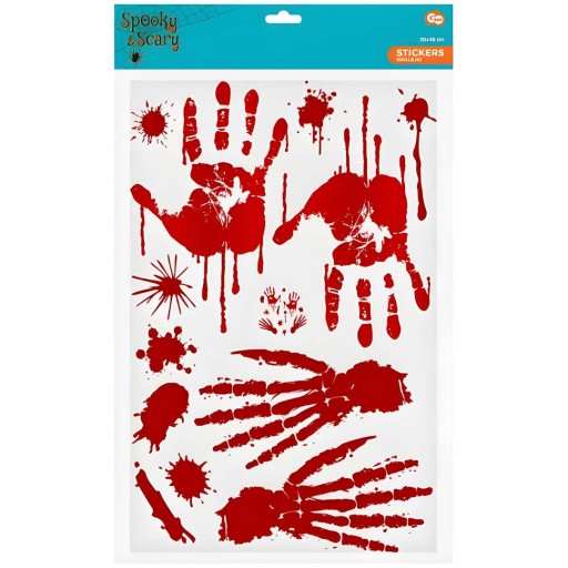 HALLOWEEN fóliové NÁLEPKY stopy dekorácie KRVA krvavé odtlačky rúk