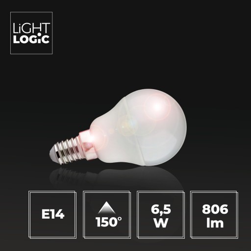 LED guľová žiarovka LL G45 6,5W E14 WW teplá biela 806lm LIGHTLOGIC