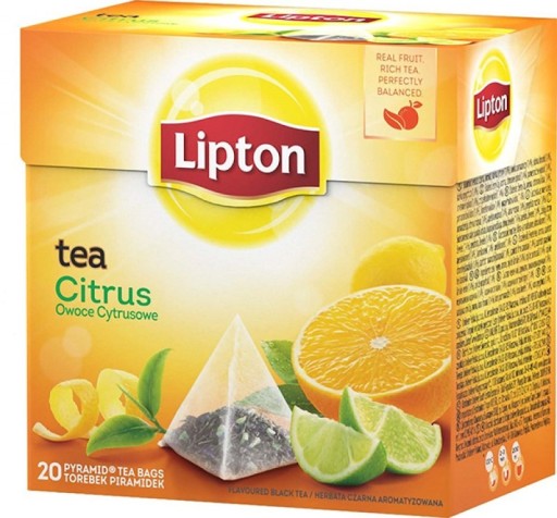 Čierny čaj Lipton, citrusové plody, pyramídy 20